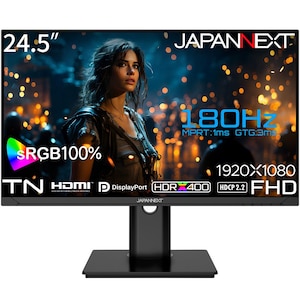 JAPANNEXT�b�W���p���l�N�X�g�b�Q�[�~���O�t���f�B�X�v���C(24.5�^/TN/FullHD 1920�~1080/180Hz/1ms)(�u���b�N)�bJN-245GT180FHDR-HSP