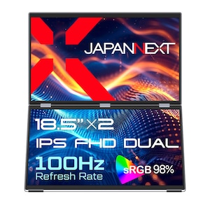 JAPANNEXT｜ジャパンネクスト｜デュアルモバイル液晶ディスプレイ(18.5型/IPS/FullHD 1920×1080×2/100Hz/8ms/miniHDMI/USB Type-C/VESA/2年保証)(ブラック)｜JN-DMD-IPS185F