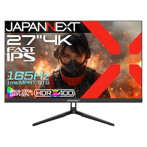 JAPANNEXT�b�W���p���l�N�X�g�b�Q�[�~���O�t���f�B�X�v���C(27�^/Fast IPS/4K 3840�~2160/165Hz/1ms/HDR400/HDMI2.1/DP1.4/VESA/PIP�EPBP�Ή�/2�N�ۏ�)(�u���b�N)�bJN-IPS27G165U