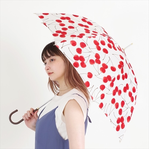 ◾︎8181haru◾︎ピンクハウス　さくらんぼとロゴプリント黒雨傘 さくらんぼ(オフホワイト) | nifty colors(ニフティカラーズ