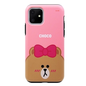 LINE FRIENDS�biPhone 11�p �n�C�u���b�h�P�[�X DUAL GUALD Full Face�iCHOCO�j�bKCJ-DFX003