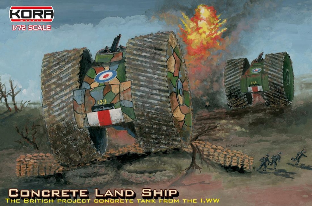 KORA 1/72 コンクリートランドシップ　イギリス軍 計画戦車 レジン 1/72 WW.I イギリス軍 コンクリートランドシップ計画戦車
