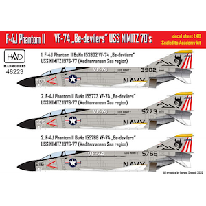 1/48 F-4J VF-74 ビ・デビラーズ USS ニミッツ 1970年代 パート1 (アカデミー用)【HAD48223】