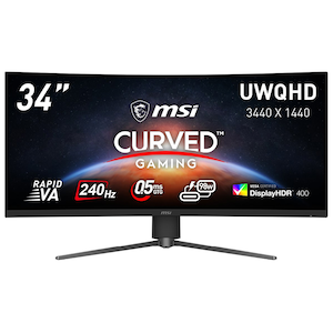 MSI�b�G���G�X�A�C�b�Q�[�~���O�t���f�B�X�v���C(34�^/RAPID VA/UWQHD 3440�~1440/240Hz/0.5ms/HDR400/HDMI2.1/DP1.4a/USB TYPE-C/VESA/PIP�EPBP�Ή�/3�N�ۏ�)(�u���b�N)�bMPG-346CQRF-X24