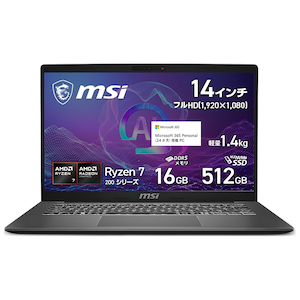 MSI�b�G���G�X�A�C�b�m�[�g�p�\�R�� Modern A14 AI F2HM�i14�^/Ryzen 7 250/������ 16GB/SSD  512GB/Office�j�v���`�i�O���C�bModern-A14-AI-F2HMG-6529JP