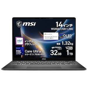 MSI�b�G���G�X�A�C�b�m�[�g�p�\�R�� Prestige 14 AI+ D3M�i14�^/Core Ultra 7 355/������ 32GB/SSD 1TB/OLED/Office�j�v���`�i�O���C�bPrestige-14-AI+D3MG-2619JP