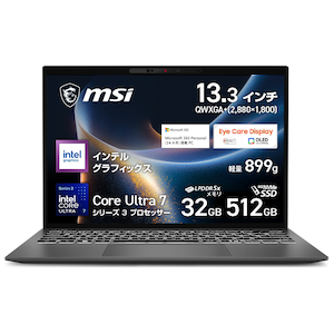 MSI�b�G���G�X�A�C�b�m�[�g�p�\�R�� Prestige 13 AI+ A3M�i13.3�^/Core Ultra 7 355/������ 32GB/SSD 512GB/OLED/Office�j�v���`�i�O���C�bPrestige-13-AI+A3MG-2639JP