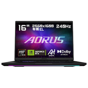 GIGABYTE�b�M�K�o�C�g�b�Q�[�~���O�m�[�g�p�\�R�� AORUS MASTER 16(16�^/Windows11/Ryzen 9 8940HX/������ 32GB/SSD 1TB/GeForce RTX 5070Ti/�L�@EL/���{��z��)�u���b�N�O���[�bAORUS MASTER 16 8XJJ4JPE64SP