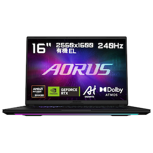 GIGABYTE�b�M�K�o�C�g�b�Q�[�~���O�m�[�g�p�\�R�� AORUS MASTER 16(16�^/Windows11/Ryzen 9 9955HX3D/������ 32GB/SSD 1TB/GeForce RTX 5080/�L�@EL/���{��z��)�u���b�N�O���[�bAORUS MASTER 16 6YJM5JPE64SP