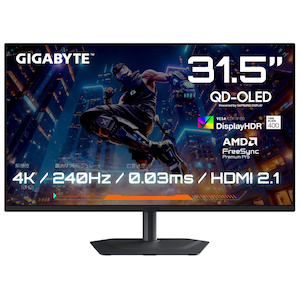 GIGABYTE�b�M�K�o�C�g�b�Q�[�~���O�t���f�B�X�v���C(31.5�^/QD-OLED/4K UHD 3840�~2160/240Hz/0.03ms)(�u���b�N)�bMO32U2