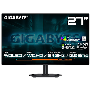 GIGABYTE�b�M�K�o�C�g�b�Q�[�~���O�t���f�B�X�v���C(27�^/WOLED/WQHD 2560�~1440/240Hz/0.03ms)(�u���b�N)�bGO27Q24G