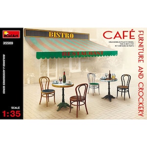 【再生産】1/35 カフェ用テーブル・イスと瀬戸物【MA35569】