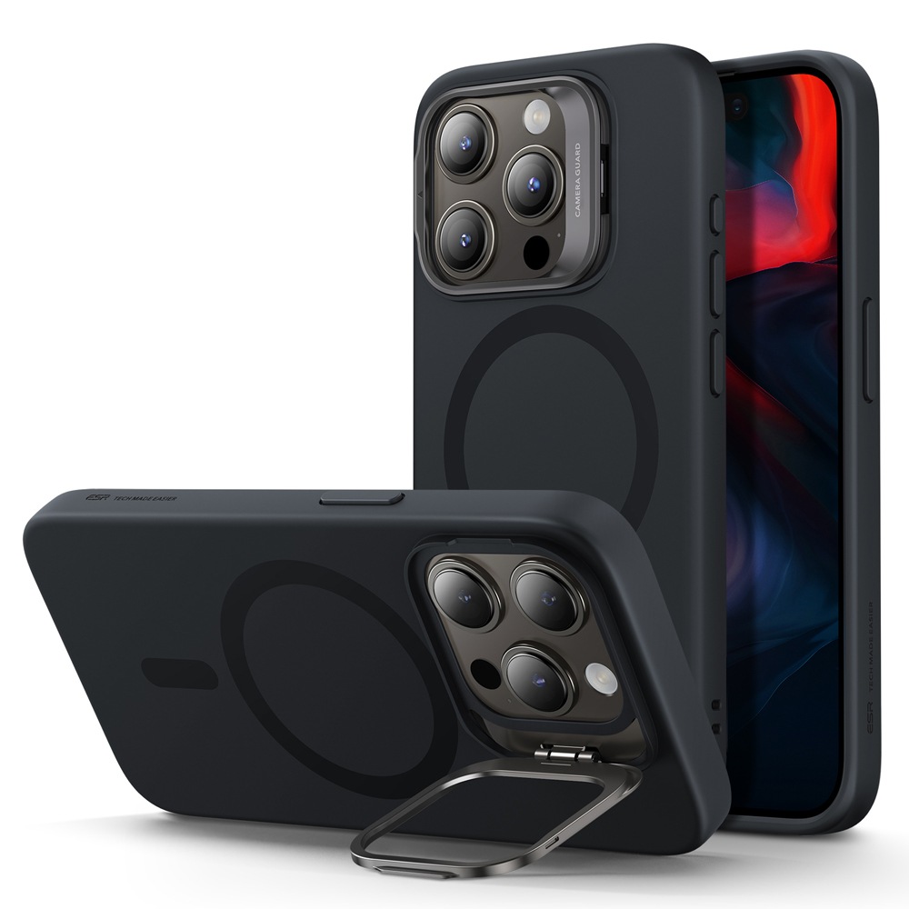 iPhone15 Pro用 ソフトケース スタンド付き（Black） | ESR