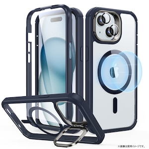 ESR�biPhone 15�p �X�^���h�t���^�t�P�[�X�iClear Dark Blue�j�bESR411