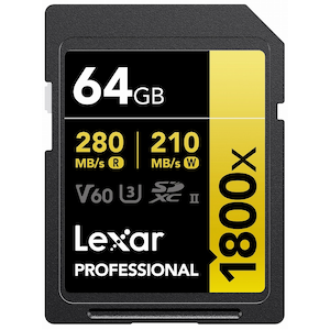 Lexar�b���L�T�[�bSDXC�J�[�h 64GB 1800x UHS-II GOLD U3 V60�bLSD1800064G-B1NNJ