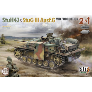 1/35 10.5cm突撃榴弾砲42 ＆ III号突撃砲G型 中期型 2 in 1 w/車載品【TKOB8017】