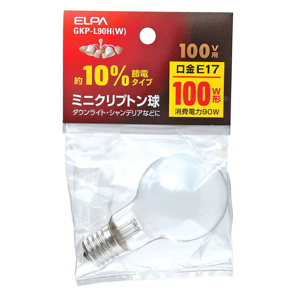 ミニクリプトン電球 100W | ELPA | GKP-L90H(W) | Joshin web