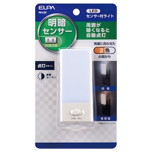 ＥＬＰＡ｜LEDナイトライト 明暗センサー 白色/電球色｜PM-L104
