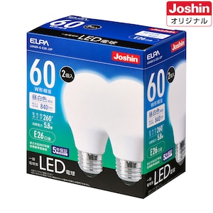 �d�k�o�`�bLED�d�� ��ʓd���` 60W�`����/840lm�i�����F�����j�y2���z�bLDA6N-G-E26-J2P
