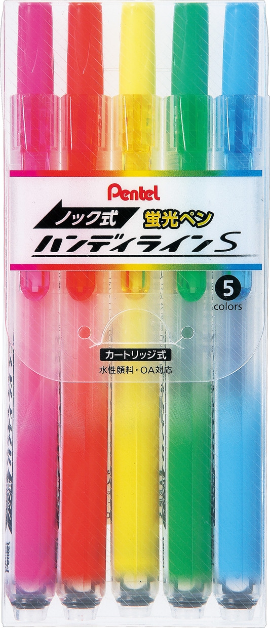 蛍光ペン ノック式ハンディラインS（5色セット） | Joshin webショップ 通販 | ぺんてる | SXNS15-5