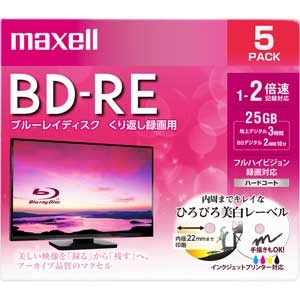 �}�N�Z���b2�{���Ή�BD-RE 5���p�b�N�@25GB�@�z���C�g�v�����^�u���bBEV25WPE.5S