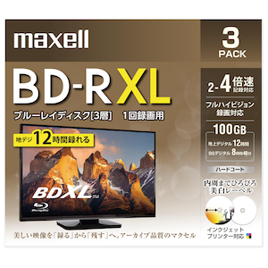 �}�N�Z���b4�{���Ή�BD-R XL 3���p�b�N 100GB �z���C�g�v�����^�u���bBRV100WPE.3J