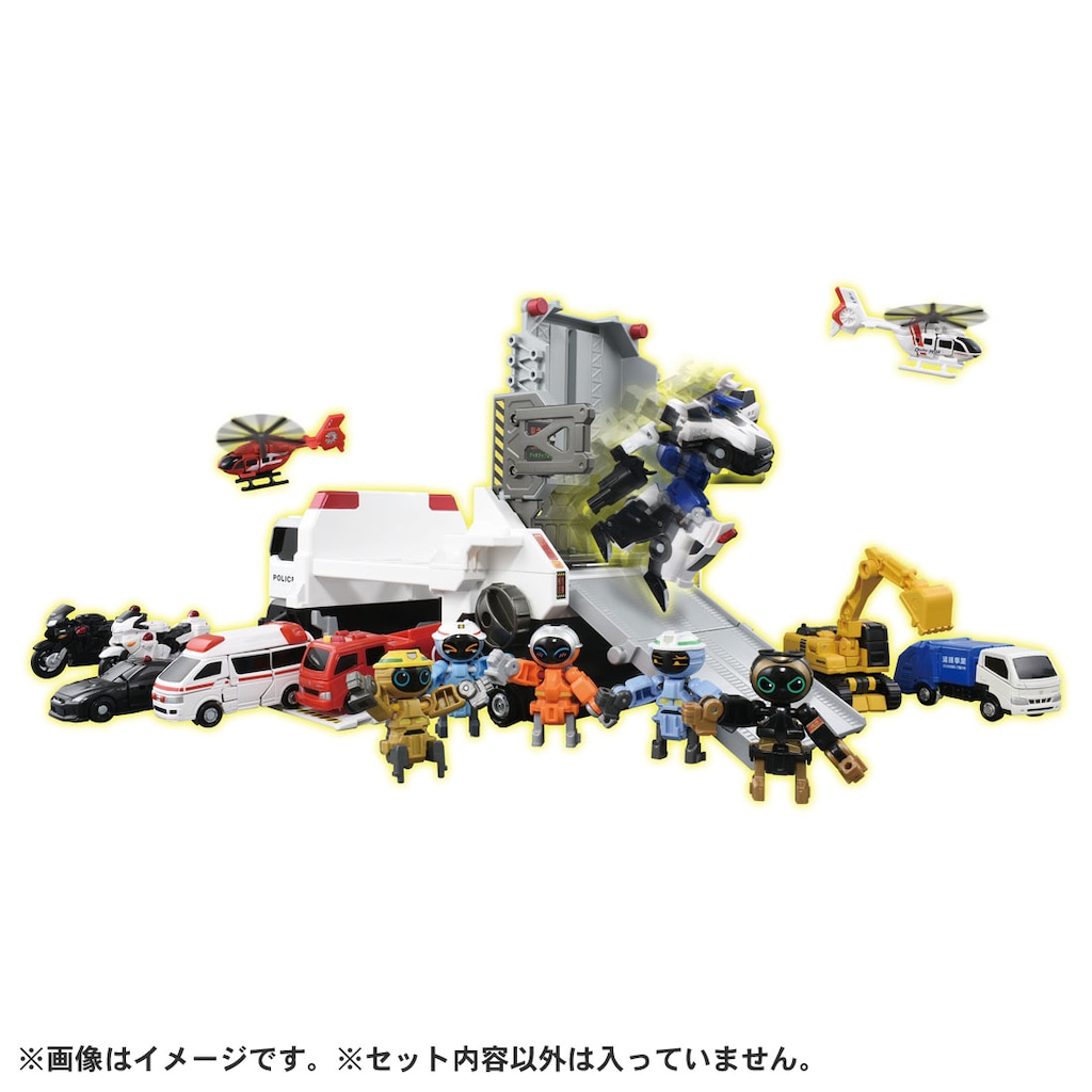 トミカ ジョブレイバー DXブレイバートランスポーター　Wアクショントミカビル トミカ ジョブレイバー デッキアップ＆出動！DXブレイバー