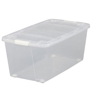 アイリスオーヤマ｜キャリーストッカー(クリア/ホワイト・商品サイズ（約） 幅40×奥行74×高さ31cm)｜AA-740