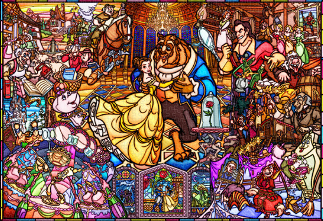 ディズニー 美女と野獣 ストーリー ステンドグラス ピュアホワイト 