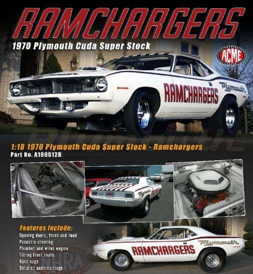 ミニカー　1/18 プリムス クーダ 1970 Super Stock Ramchargers [A1806128] 1970 PLYMOUTH CUDA RAMCHARGERS NHRA SUPER STOCK VINTAGE DRAG