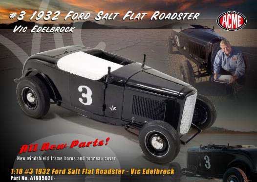 ミニカー　1/18 フォード ソルトフラット ロードスター 1932 Vic Edelbrock #3 [A1805021] ACME 1932 Ford Salt Flat Roadster #3 