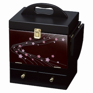HAGIHARA(萩原)｜蒔絵調コスメボックス(エンジ・幅26×奥行19×高さ32cm)臙脂｜MUD-6163EN