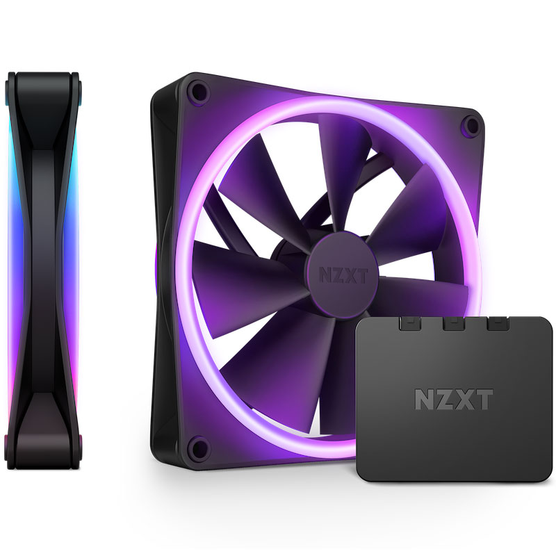 NZXT 140mm 両面RGBファン 2個＆RGB照明コントローラーセット