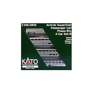 【再生産】(N) 106-3516 Amtrak スーパーライナー客車 Phase IVb 4両セットB【パッケージ不良】