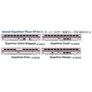 【再生産】(N) 106-3517 スーパーライナー 客車 フェーズIII 4両セットA