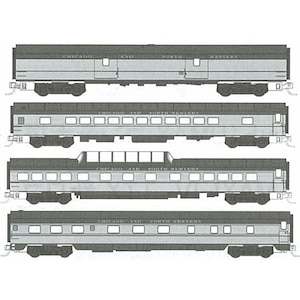 (N) 106-094 シカゴ＆ノースウエスタン鉄道 スムースサイド客車 4両増結セット(黄色/緑)