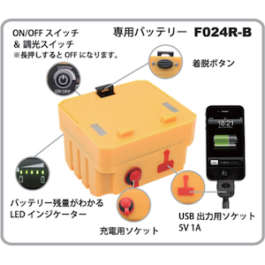 ��c�d�C�b�[�d��LED�������p�o�b�e���[�bF024R-B