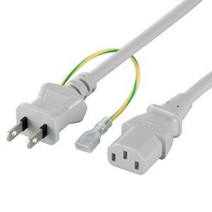 電源ケーブル 3ピンソケット（メス）⇔2ピンプラグ（オス）2.0m