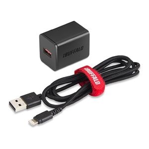 �o�b�t�@���[�b2.4A USB�}���[�d�� Lightning�P�[�u��1.5m�t���i�u���b�N�j�bBSMPA2404LC1BK