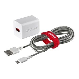 �o�b�t�@���[�b2.4A USB�}���[�d�� Lightning�P�[�u��2.0m�t���i�z���C�g�j�bBSMPA2404LC2WH