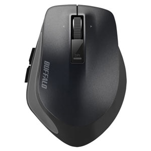 バッファロー｜2.4Ghzワイヤレスマウス BlueLED光学式/静音/5ボタン/横スクロール/Mサイズ（ブラック）｜BSMBW500MBK