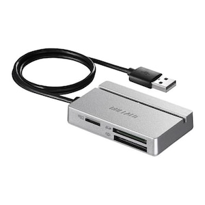 バッファロー｜USB2.0 マルチカードリーダー スタンダードモデル（シルバー）｜BSCR100U2SV
