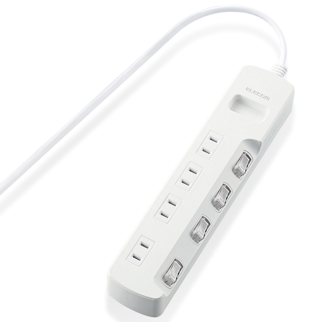 ほこり防止シャッター付 省エネタップ 個別スイッチ 2ピン・4個口・2.0m(ホワイト) | Joshin webショップ 通販| エレコム | T -E6A-2420WH ほこり防止シャッター付 省エネタップ 個別スイッチ 2ピン・4個口・2.0m(ホワイト) | Joshin webショップ 通販| エレコム | T -E6A-2420WH