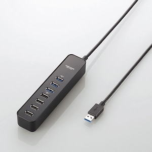 エレコム｜7ポート USB3.0 / USB2.0ハブ（ブラック）｜U3H-T706SBK