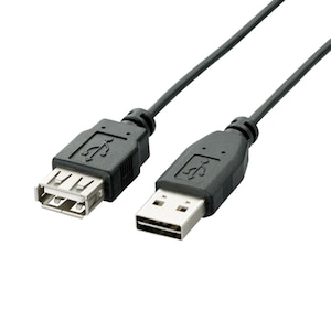 両面挿しUSB延長ケーブル 2.0m（USB Aオス - USB Aメス・ブラック）