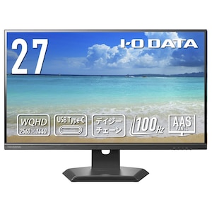 アイ・オー・データ機器｜I-O DATA｜液晶ディスプレイ(27型/AAS/WQHD 2560×1440/100Hz/4ms/HDMI/DP/USB Type-C/VESA/5年保証)(ブラック)｜LCD-CQ271SA-FX