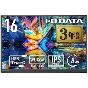 �A�C�I�[�f�[�^�bI-O DATA�b���o�C���t���f�B�X�v���C(16�^�^IPS�^WUXGA 1920�~1200�^60Hz�^8ms�^HDR10�^HDMI�^USB Type-C)(�u���b�N)�bLCD-YC163DX
