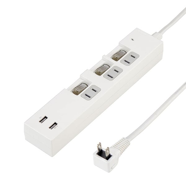 個別スイッチ付節電タップ（4個口2m）黒 | ヤザワ | Y02BKS452BK