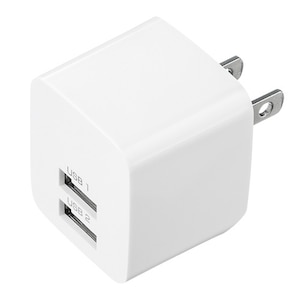 サンワサプライ｜USB充電器（2ポート・合計2.4A・ホワイト）｜ACA-IP44W
