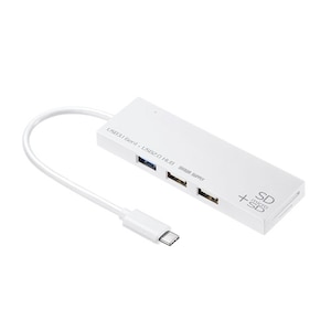 サンワサプライ｜USB Type-Cコンボハブ （カードリーダー付き・ホワイト)｜USB-3TCHC16W